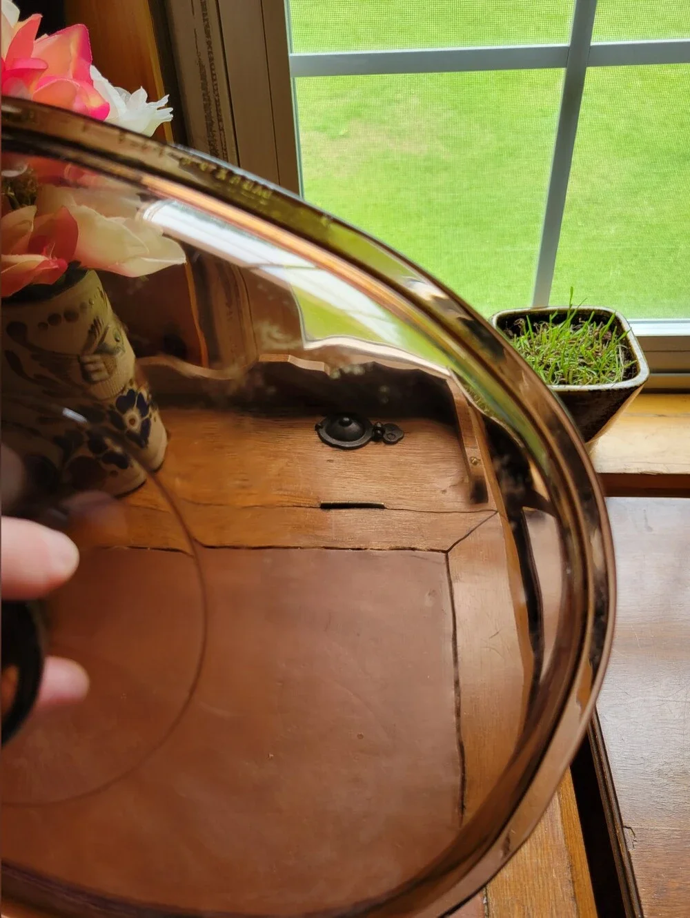 PYREX F-14-C Corning Ware Brown Oval Glass Lid, 9ish x 12 Inch